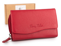 Czerwony portfel damski skórzany duży Money Maker z ochroną RFID