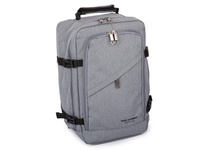 Szary plecak podróżny bagaż podręczny do samolotu otwierany jak walizka