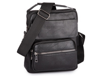 Torba męska na ramię pionowa miejska na dokumenty czarna saszetka