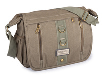 Torba męska na ramię w kolorze khaki z klapą w stylu vintage z canvasu A4 na studia ORMI