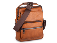 Torba męska na ramię pionowa miejska na dokumenty jasnobrązowa saszetka