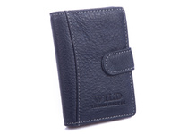 Skórzane etui męskie na karty granatowe WILD