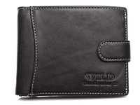 Skórzany portfel męski czarny zapinany na zatrzask RFID WILD