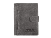 Portfel męski klasyczny skórzany pionowy zapinany na zatrzask szary