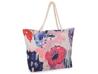 Torba na plażę z uchwytami do ręki z grubego sznurka w kolorowe kwiaty Bellugio