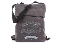 Plecako-torba damska płócienna ze skórą naturalną szara