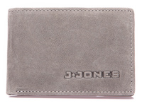 J Jones Mały szary portfel męski skórzany RFID