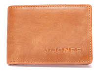J Jones Mały portfel męski skórzany w kolorze koniakowym