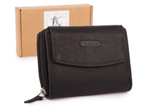 Franko duży portfel damski z miękkiej skóry naturalnej RFID czarny