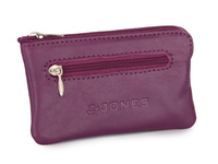 Fioletowe etui skórzane na klucze 2 kieszenie zapinane na zamek błyskawiczny