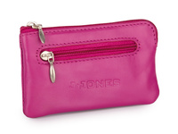 Różowe etui skórzane na klucze 2 kieszenie zapinane na zamek błyskawiczny