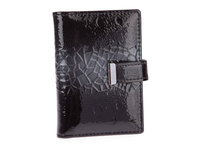 Damskie lakierowane etui na karty i dokumenty czarne z wzorkiem Jennifer Jones