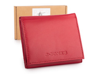 Czerwony portfel damski skórzany J Jones z kieszenią pudełkową