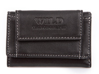 Mały czarny portfel męski skórzany kieszonkowy WILD