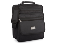 Pojemna mocna torba męska do pracy pionowa materiałowa czarna