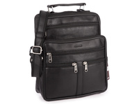 Męska torba do pracy z miękkiej skóry naturalnej średnia czarna Bellugio