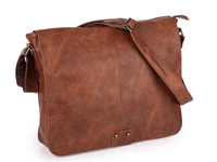 Brązowa torba męska na ramię do pracy i na studia z klapą na dokumenty A4