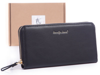 Portfel damski czarny gładki z miekkiej ekoskóry Jennifer Jones